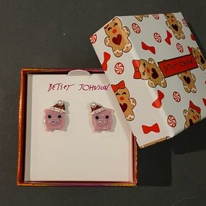 Betsey Johnson Christmas Piggy Earrings